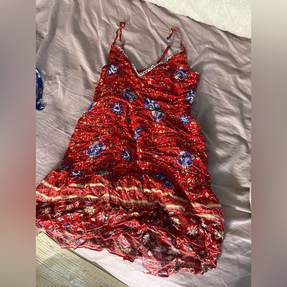 Lascana red and purple paisley short dress